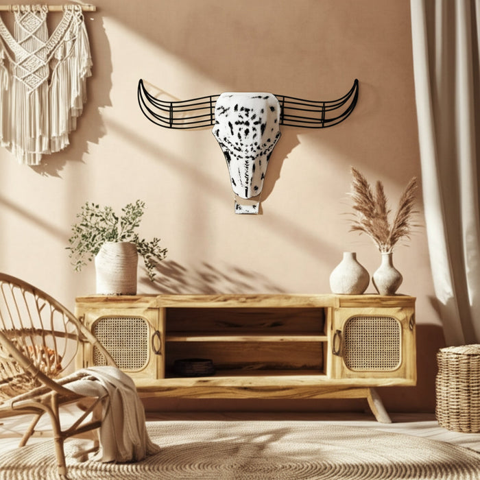 Metal 12\" Buffalo Wall Accent - Black and White 