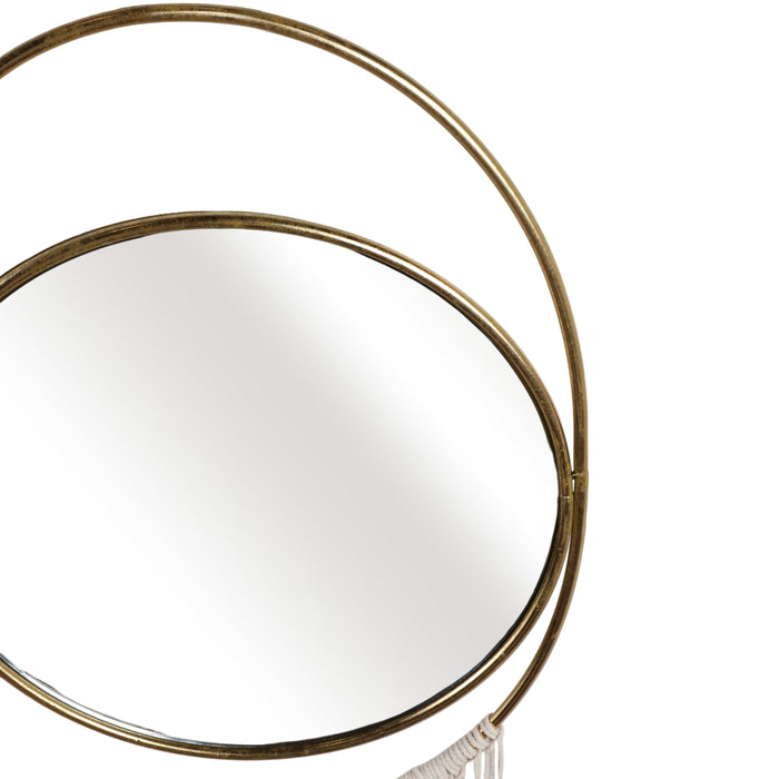Metal 30\" Mirrored Wall Decoration - Gold and Natural 