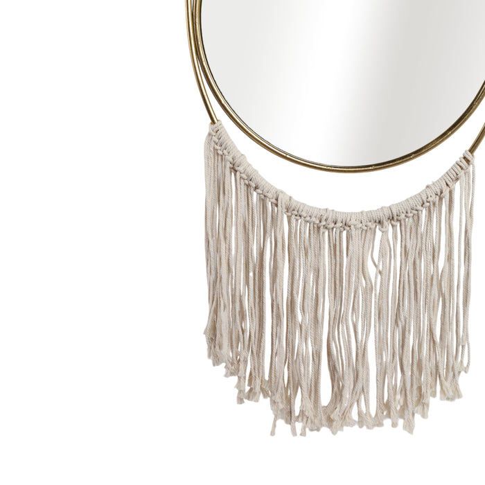 Metal 30\" Mirrored Wall Decoration - Gold and Natural 