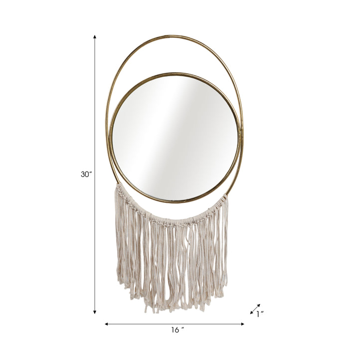 Metal 30\" Mirrored Wall Decoration - Gold and Natural 