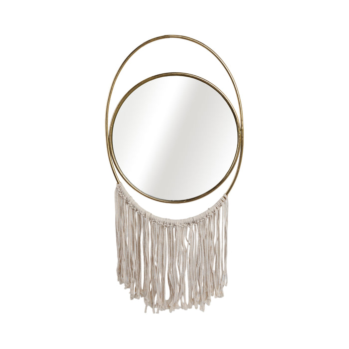 Metal 30\" Mirrored Wall Decoration - Gold and Natural 