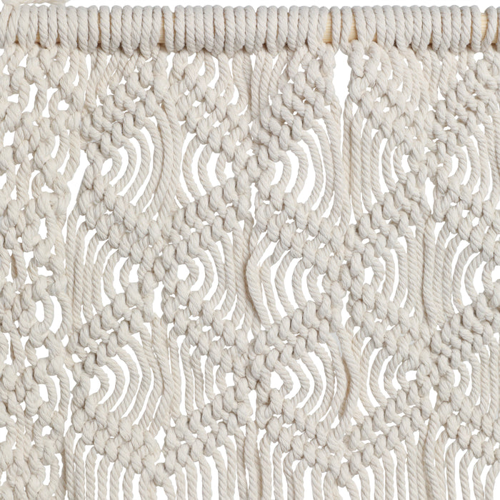 Wood 18\" Macrame Wall Hanging - Ivory 