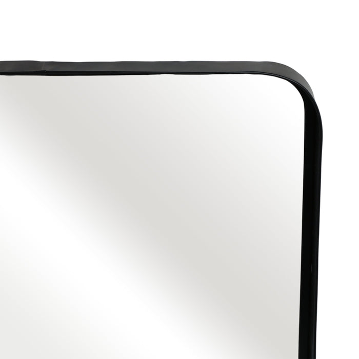 Metal 22\" x 30\" Mirror with Shelf - Black and Brown 
