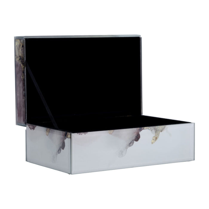 Wood 8\" x 5\" Abstract Box - Gold and Beige 
