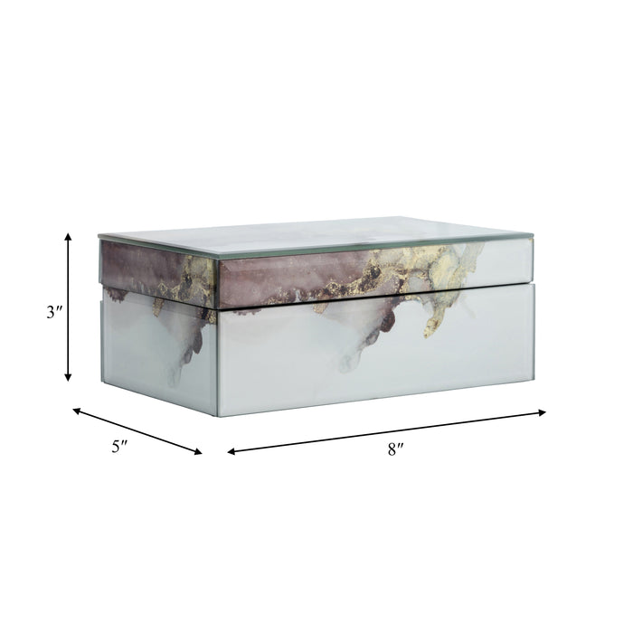 Wood 8\" x 5\" Abstract Box - Gold and Beige 