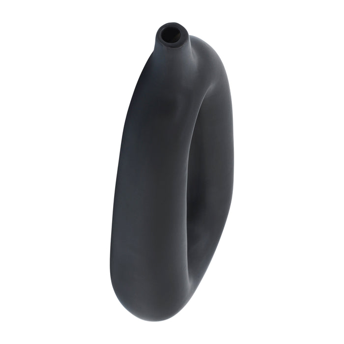 Ceramic 14\" Open Cut-Out Vase - Black