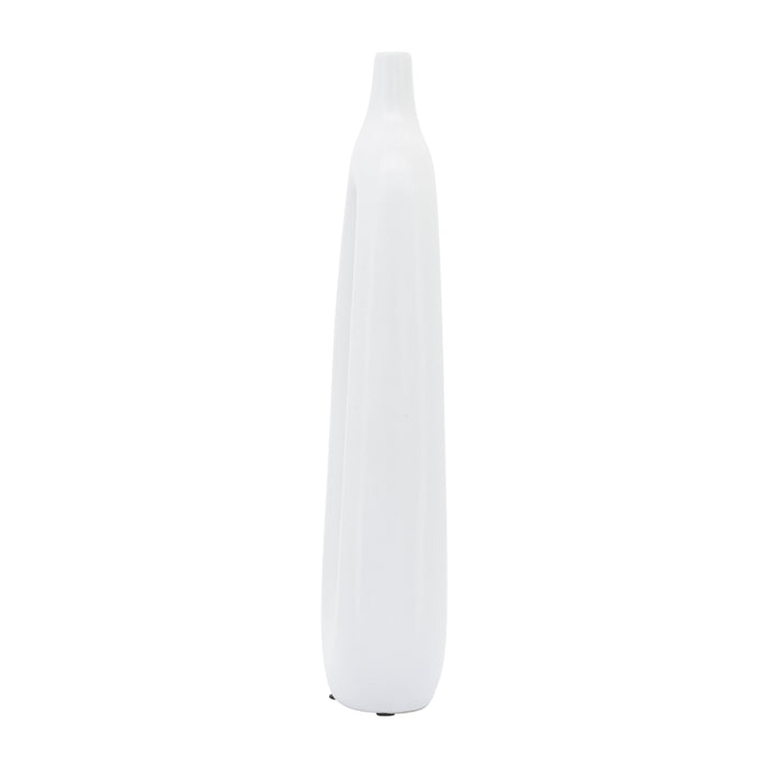 Ceramic 14\" Open Cut-Out Vase - White