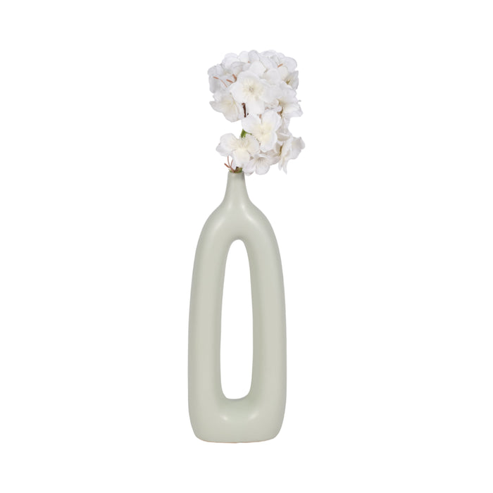 Ceramic 14\" Open Cut-Out Vase - Sage Green