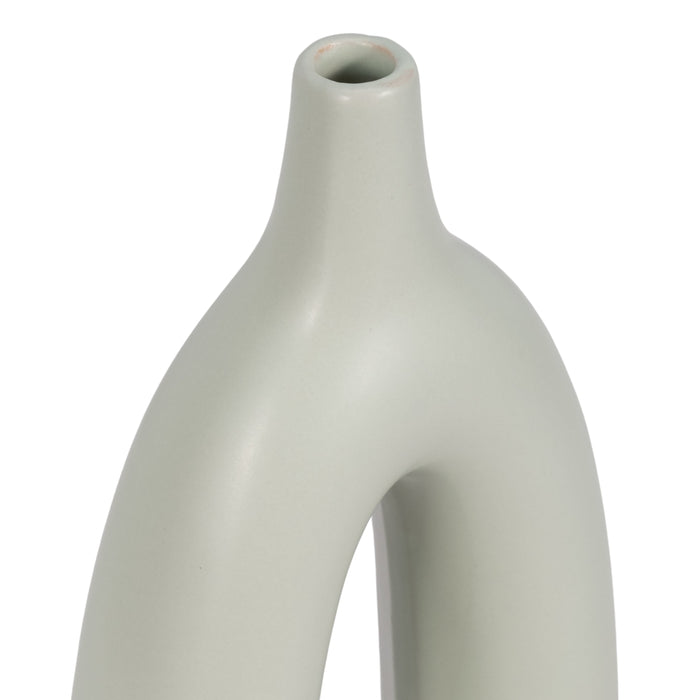Ceramic 14\" Open Cut-Out Vase - Sage Green