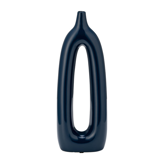 Ceramic 14\" Open Cut-Out Vase - Blue