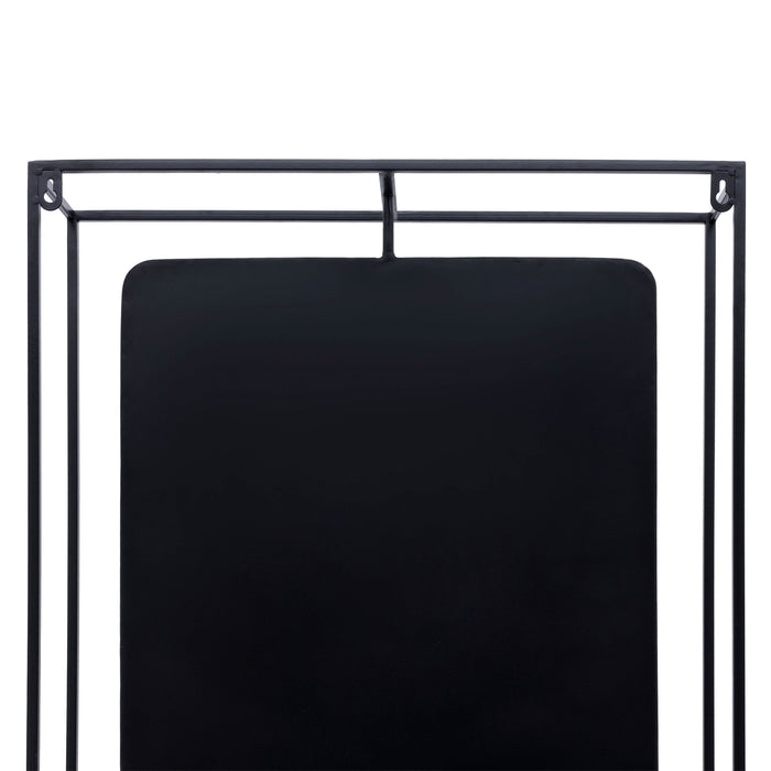 Wood and Metal 36\" Wall Shelf with Mirror - Black and Brown 