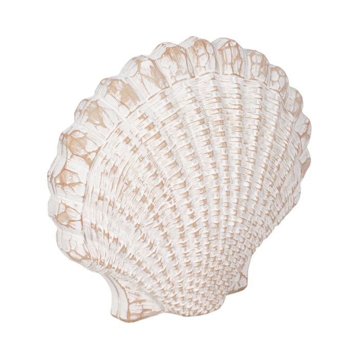 8\" Sea Scallop Shell Decor with Woven Pattern - White 