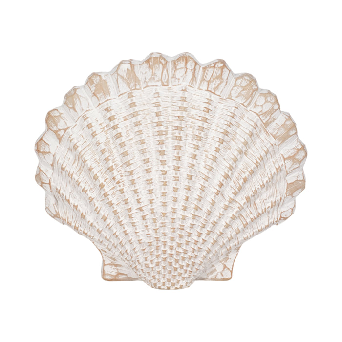 8\" Sea Scallop Shell Decor with Woven Pattern - White 