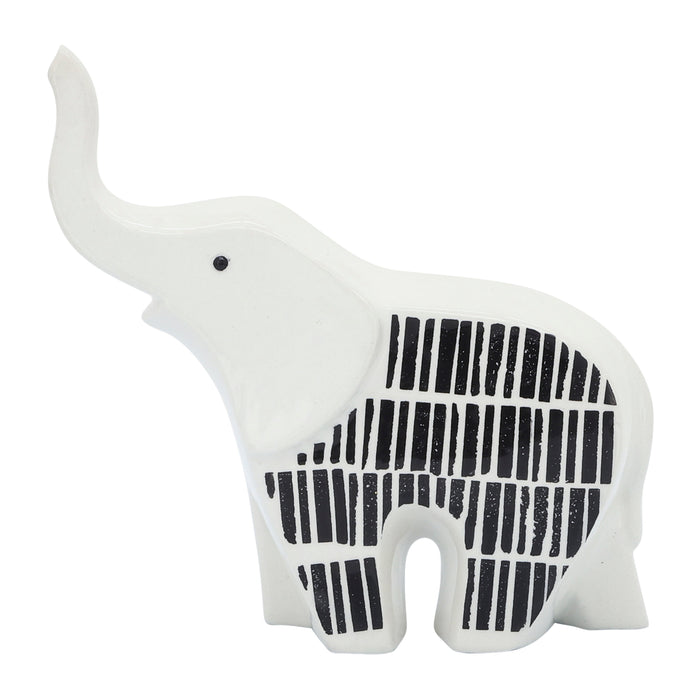 Ceramic 7\" Elephant Decor - Black and White 