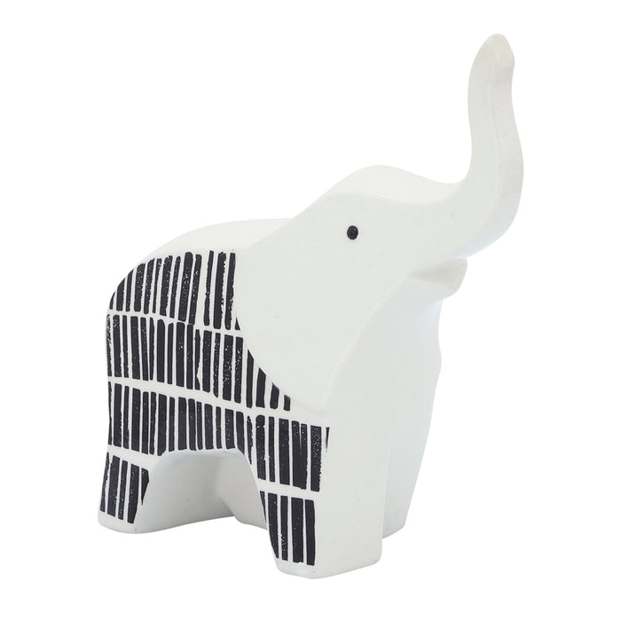 Ceramic 7\" Elephant Decor - Black and White 