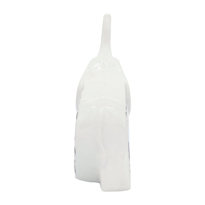 Ceramic 7\" Elephant Decor - Black and White 