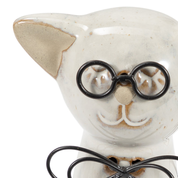 Ceramic 7\" Cat - Beige