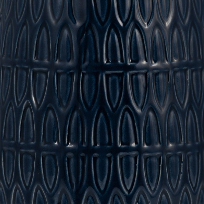 Navy Blue 10\" Carved Vase