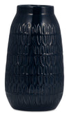 Navy Blue 10\" Carved Vase