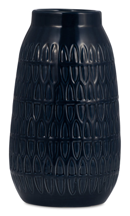 Navy Blue 10\" Carved Vase