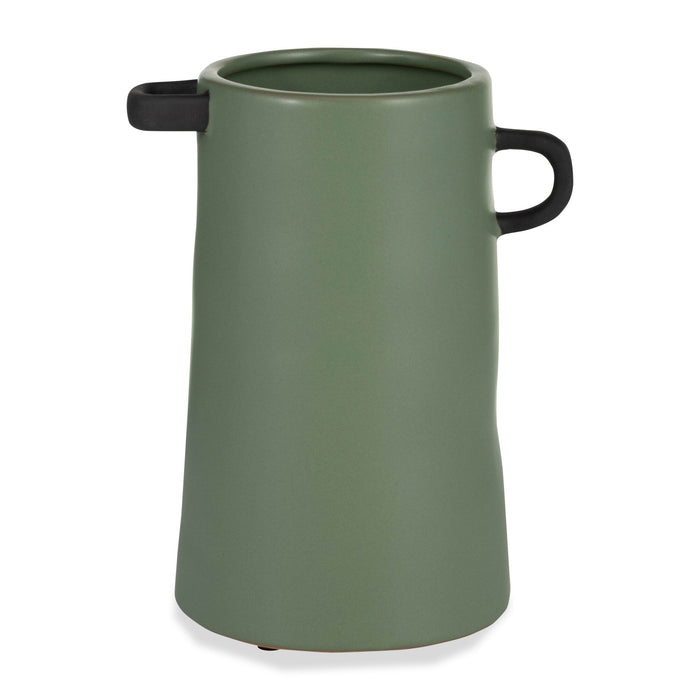 Ceramic 9\" Eared Vase - Dark Sage