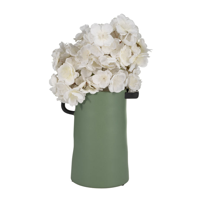 Ceramic 9\" Eared Vase - Dark Sage