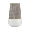 Ceramic 10\" Ridged Vase - Ivory