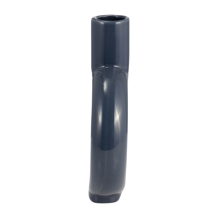 Ceramic 9\" Round Cut-Out Vase - Cobalt Blue