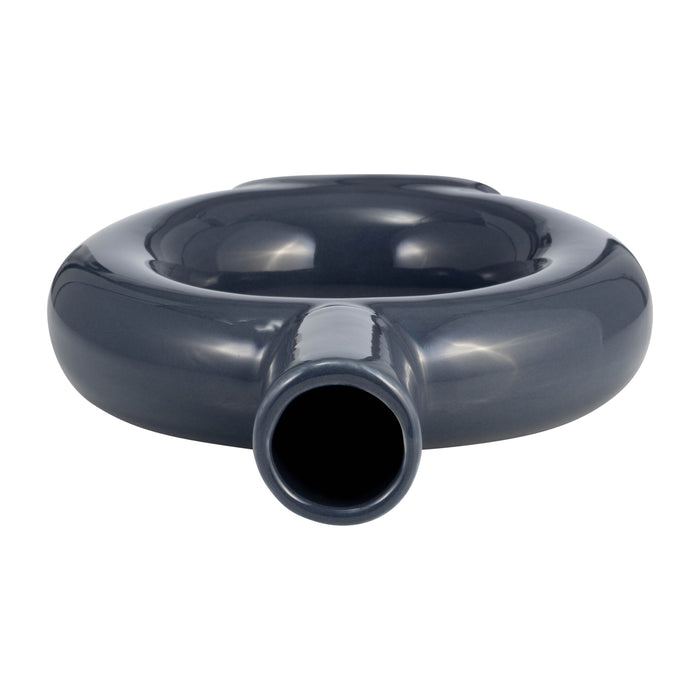 Ceramic 9\" Round Cut-Out Vase - Cobalt Blue