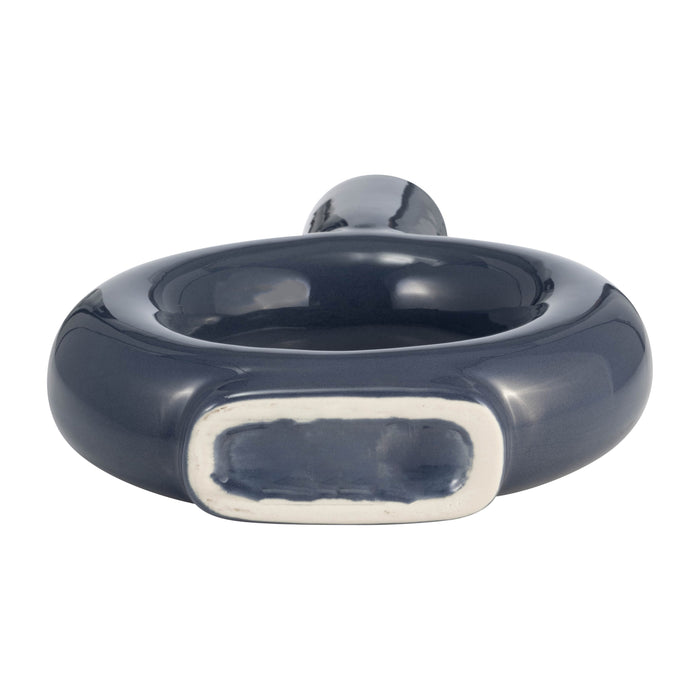 Ceramic 9\" Round Cut-Out Vase - Cobalt Blue