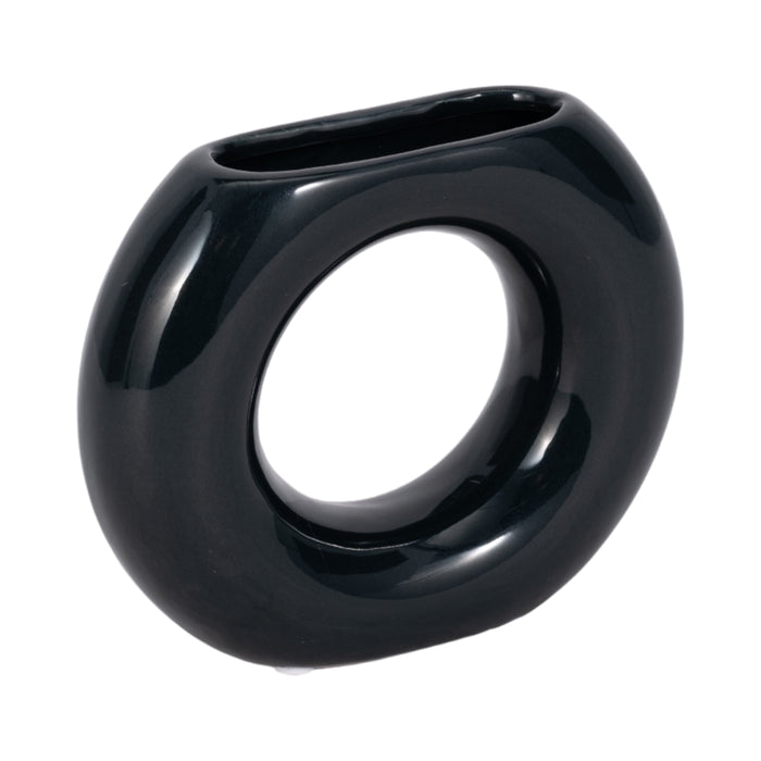 Ceramic 5\" Donut Vase - Navy