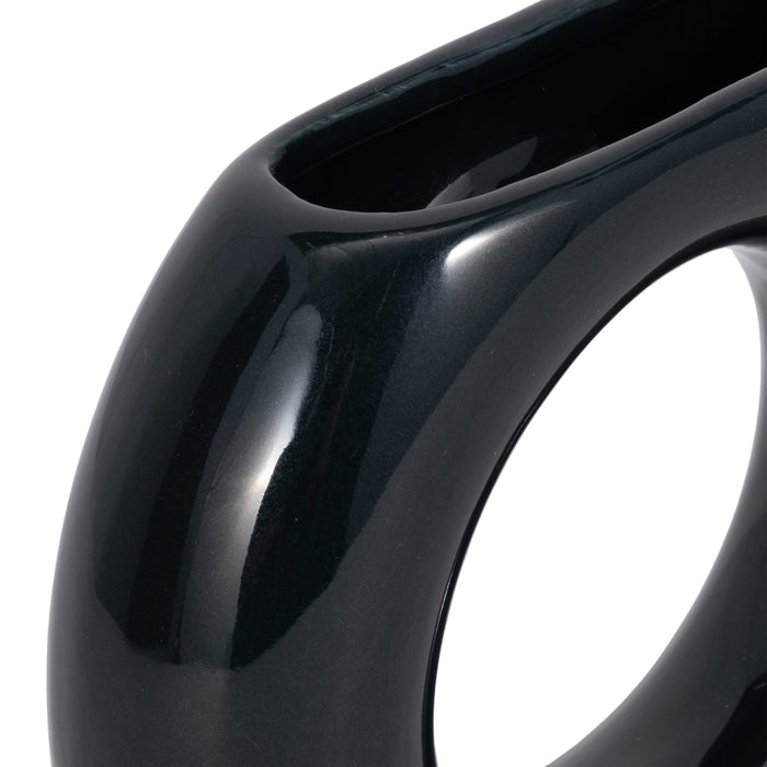 Ceramic 5\" Donut Vase - Navy