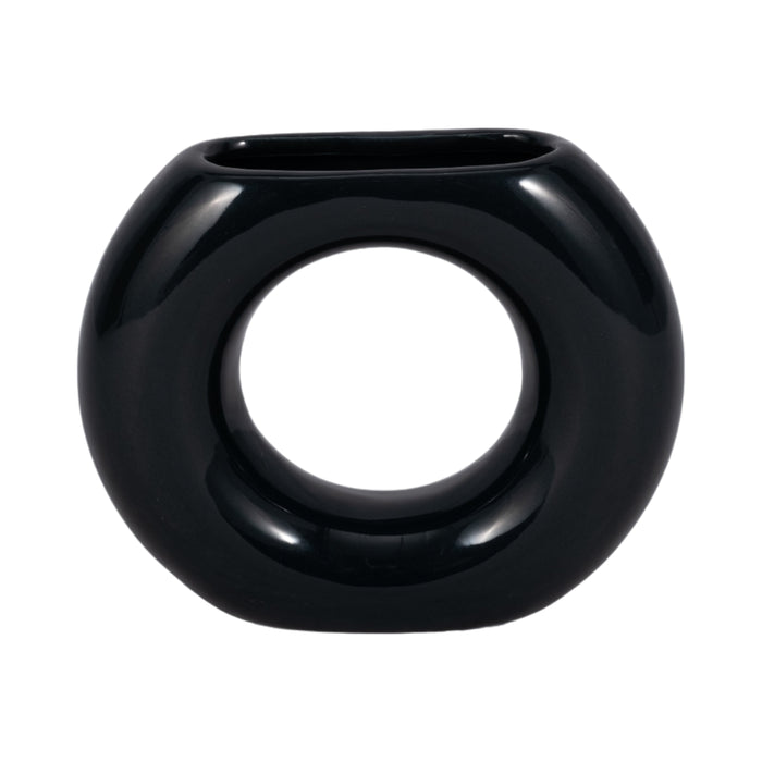 Ceramic 5\" Donut Vase - Navy