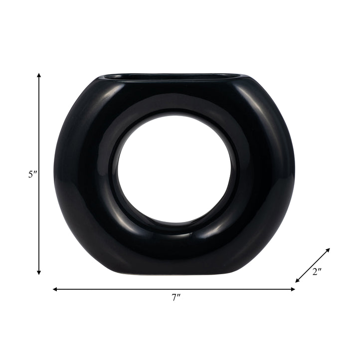 Ceramic 5\" Donut Vase - Navy