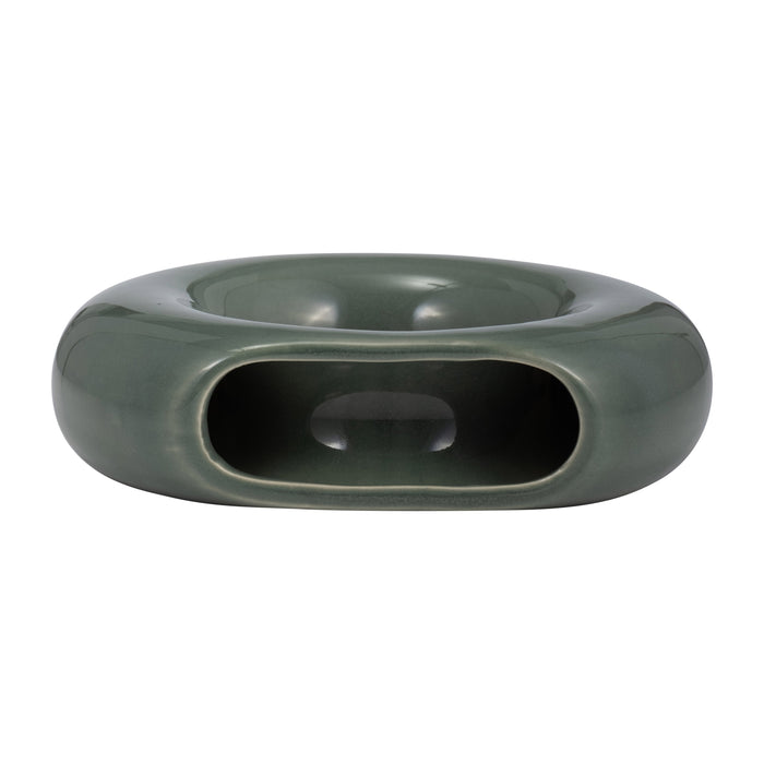 Ceramic 5\" Donut Vase - Dark Sage