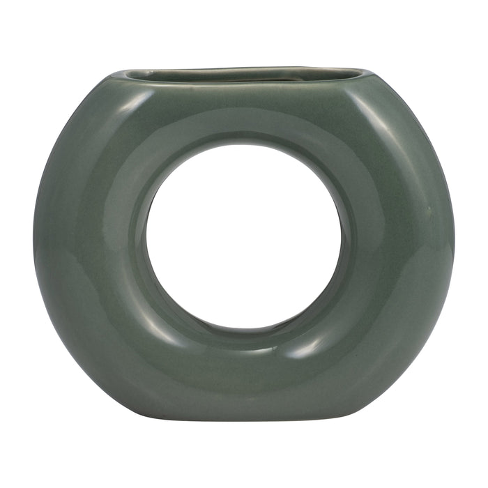 Ceramic 5\" Donut Vase - Dark Sage