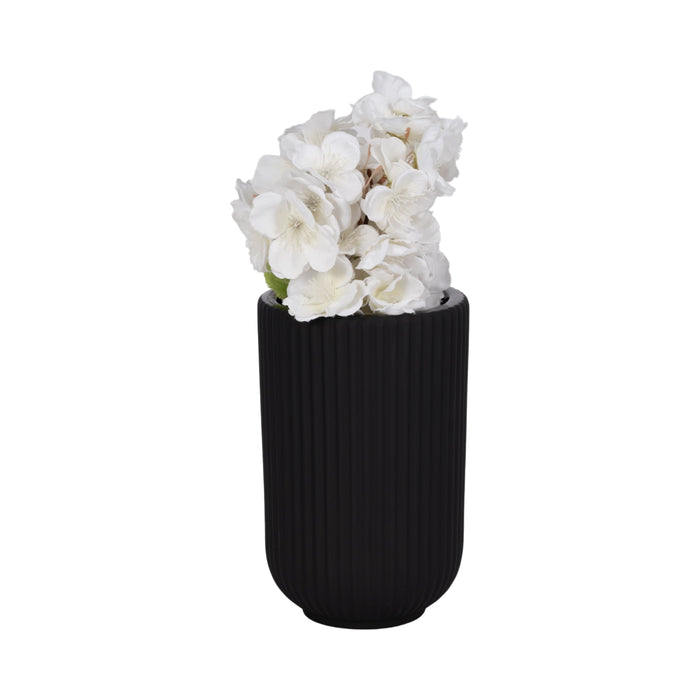 Ceramic 7\" Ridged Vase - Black