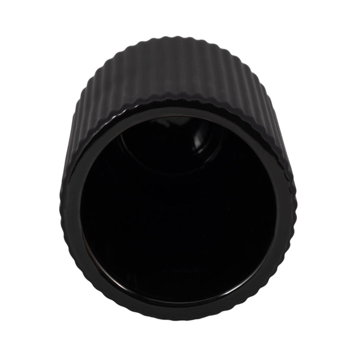 Ceramic 7\" Ridged Vase - Black