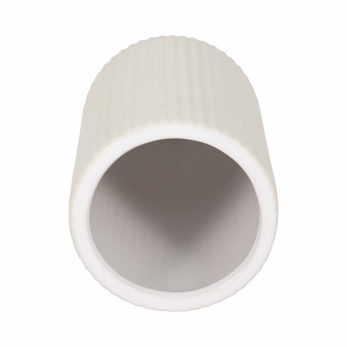 Ceramic 7\" Ridged Vase - White