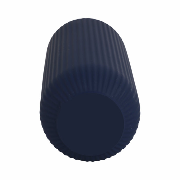 Ceramic 11\" Ridged Vase - Navy