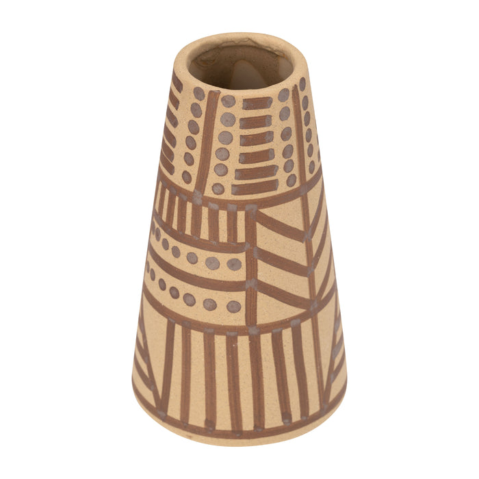 Ceramic 8\" Eclectic Vase - Irish Cream