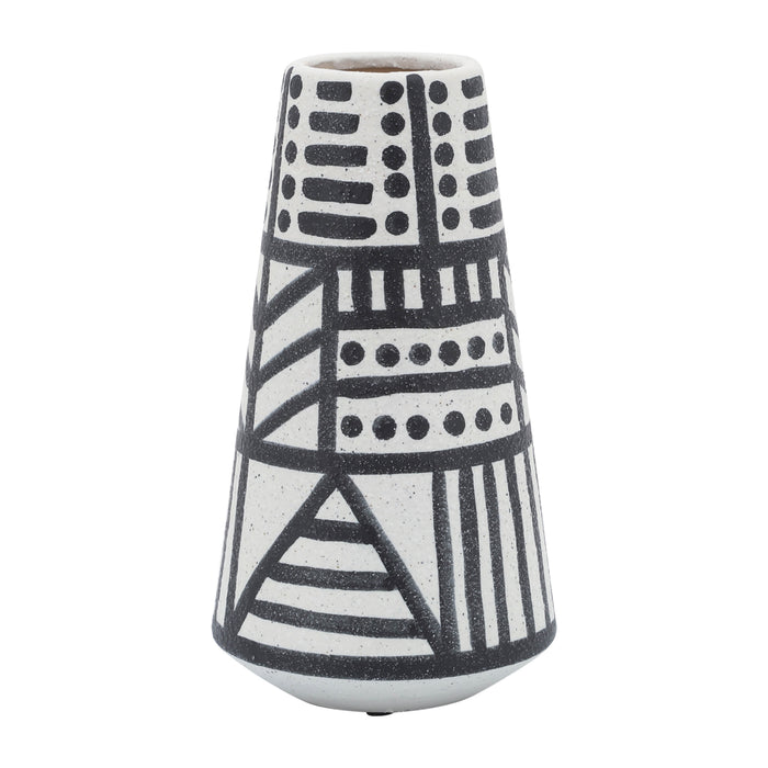 Ceramic 8\" Eclectic Vase - Black and White