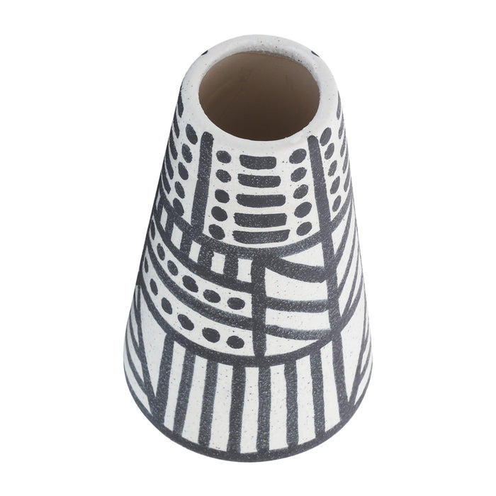 Ceramic 8\" Eclectic Vase - Black and White