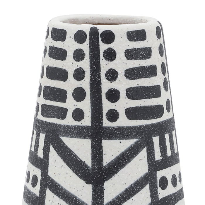 Ceramic 8\" Eclectic Vase - Black and White