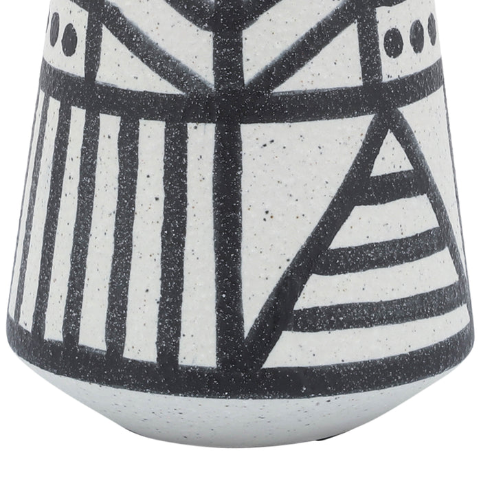 Ceramic 8\" Eclectic Vase - Black and White