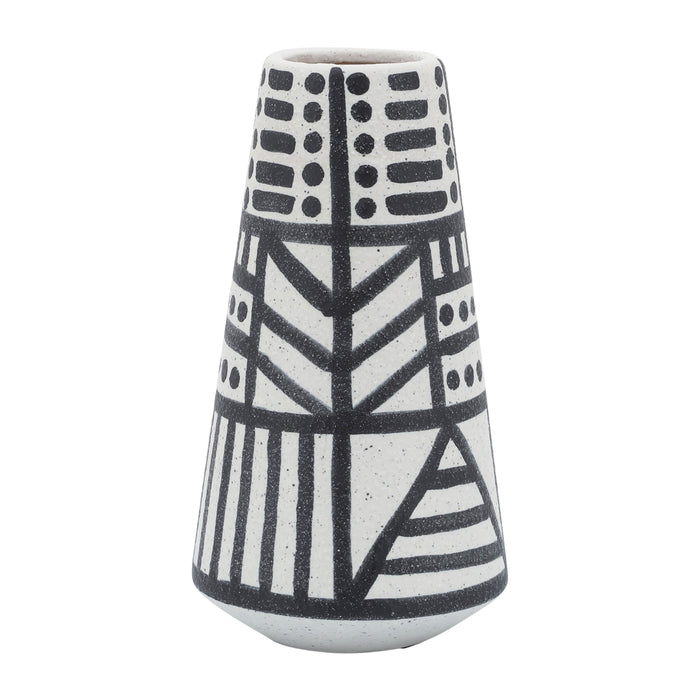 Ceramic 8\" Eclectic Vase - Black and White