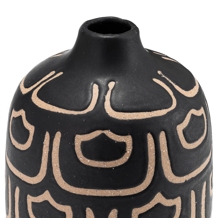 Ceramic 10\" Decorative Vase - Black and Tan