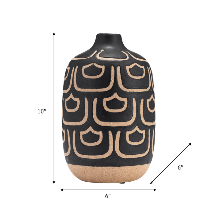 Ceramic 10\" Decorative Vase - Black and Tan