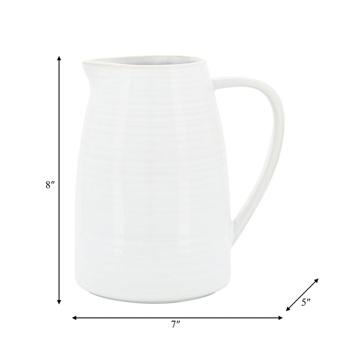 Ceramic 8\" Pitcher - White