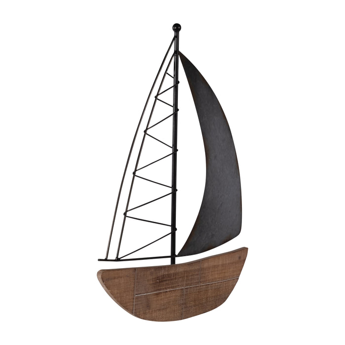 Metal 19\" Boat Wall Decoration - Brown 